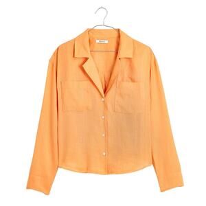 NWT Madewell Resort Long-Sleeve 100% Ramie Shirt Harvest Peach Size Large